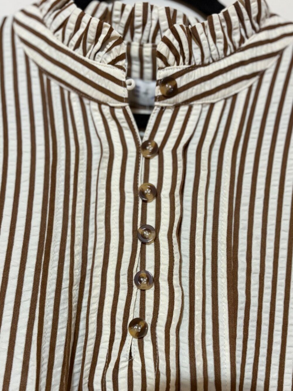Fall Striped Ruffle Neck Top - Picture 5 of 5